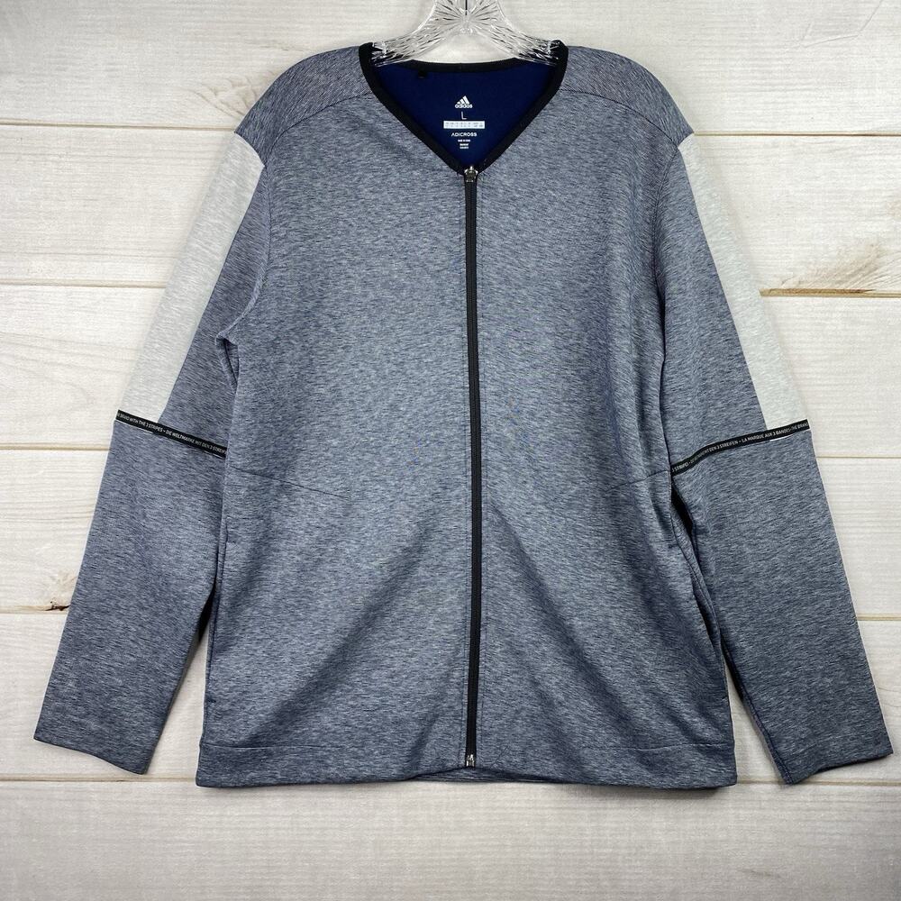 Adidas Adicross Jacket Mens L Blue Heather Golf Coach Performance Outerwear